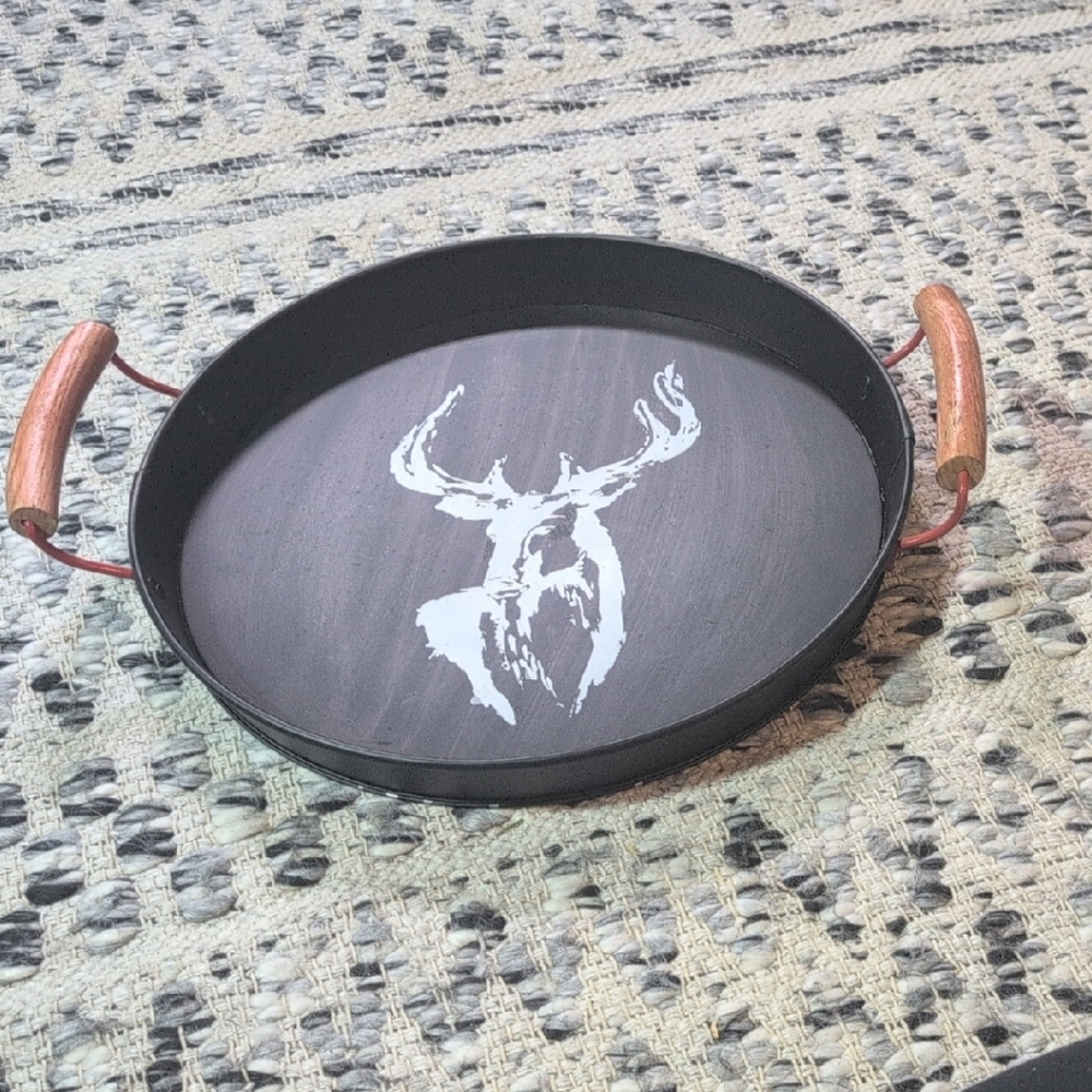 Threshold Black Tray with Stag Design
